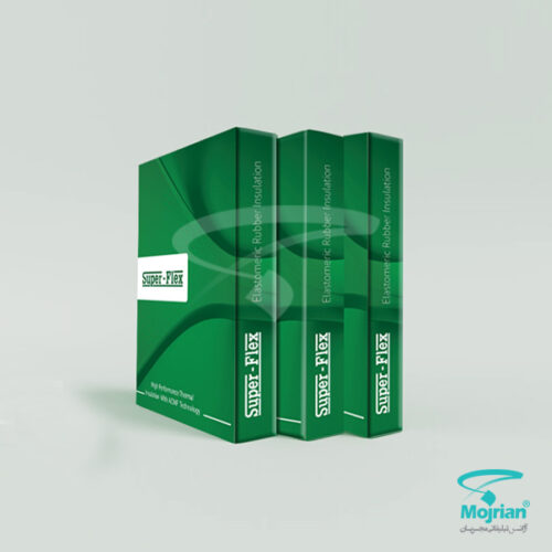 سه عدد کلاسور تبلیغاتی M200 سبز رنگ با برند Super-Flex و عبارت Elastomeric Rubber Insulation