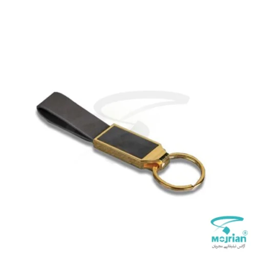 جاکلیدی میرور استیل طلایی چرم تبلیغاتی D1086