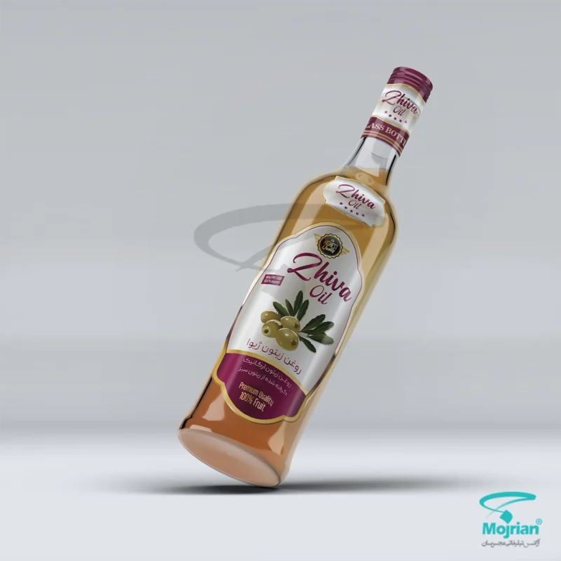 نمونه طراحی لیبل بطری روغن زیتون برند ژیوا