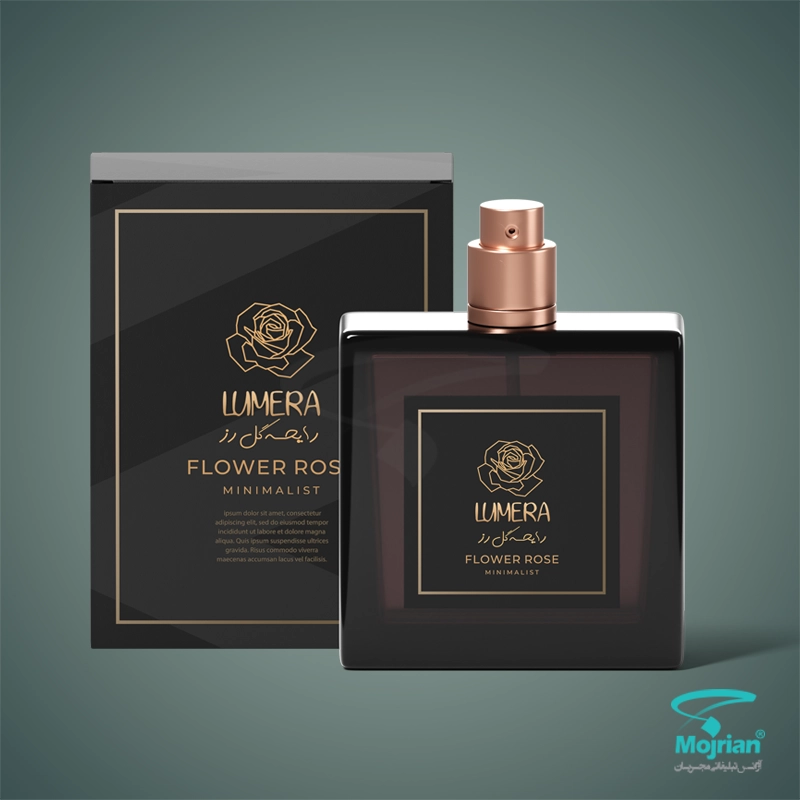 طراحی لیبل ادکلن با رایحه گل رز برند لومرا