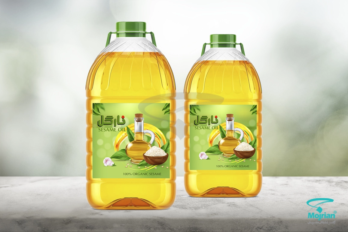 طراحی لیبل روغن کنجد برند نارگل