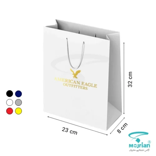 ساک دستی گلاسه آماده M2133 با رنگ سفید با ابعاد ۸×۲۳×۳۲ سانتیمتر