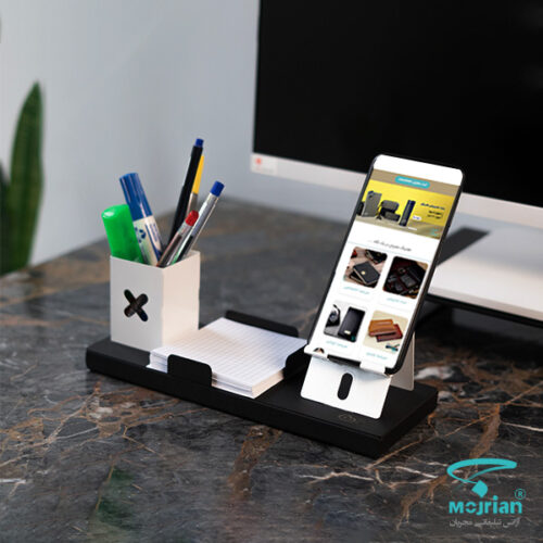 ست رومیزی فلزی M309 دارای استند موبایل (شارژ در حین استفاده)، جاخودکاری، جای کاغذی