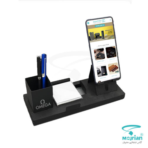 ست رومیزی فلزی M309 دارای استند موبایل (شارژ در حین استفاده)، جاخودکاری، جای کاغذی