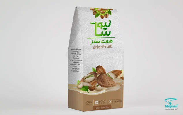 طراحی جعبه بسته بندی آجیل هفت مغز