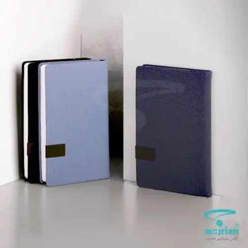 سالنامه رقعی چرم K9423 در 3 رنگ آبی خاکستری، آبی مه‌آلود و مشکی با صحافی ته دوخت