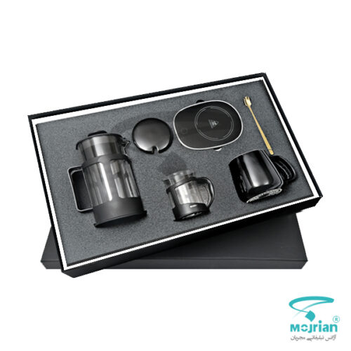 ست دمنوش O9102 شامل فرنچ پرس، ماگ حرارتی و لیوان دمنوش در هاردباکس مشکی