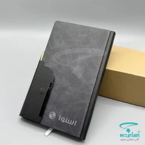 سررسید اروپایی جلد سخت لبه گرد H9314 رنگ طوسی با صحافی ته دوخت
