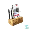 تقویم گاه شمار چوبی R1107R دارای جاموبایل و خودکار، با ابعاد پایه چوبی ۴×۱۴ سانتیمتر