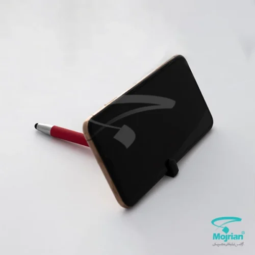 خودکار فلزی تبلیغاتی هولدری N2537 با جوهر آبی و رنگ بندی مشکی، طوسی، آبی، قرمز با مکانیزم فشاری