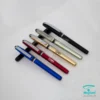 روان نویس تبلیغاتی پلاستیکی N2559 با مکانیزم درب دار و جوهر آبی و رنگ بدنه مشکی، قرمز، آبی، سبز، طلایی با امکان چاپ لیزر روی بدنه تا 6 رنگ مجزا
