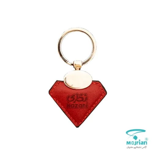 جاکلیدی چرم قرمز تبلیغاتی N2245 از چرم درجه یک با قلاب و حلقه فلزی مقاوم. رنگ قرمز جذاب با امکان حک لوگو اختصاصی