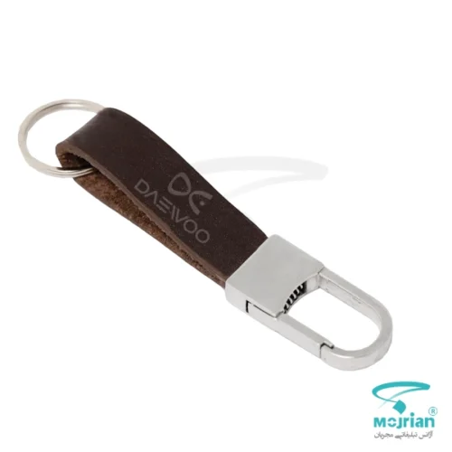 جاکلیدی چرم طبیعی تبلیغاتی N2256 از چرم درجه یک با قلاب و حلقه فلزی مقاوم در 3 رنگ نقره ای، گلبهی و طلایی با امکان حک لوگو اختصاصی