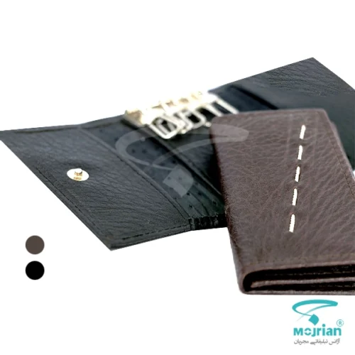 جاکلیدی کیفی تبلیغاتی N2166 طرح چرم با طراحی دکمه‌دار و 6 آویز فلزی مخصوص کلید.با کیفیت درجه یک و امکان حک لوگو در رنگ‌های مشکی، قهوه‌ای و قهوه‌ای روشن