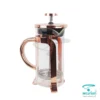 فرنچ پرس پیرکس مدل ترندی M2018 با پایه، فریم و دسته تمام استیل به رنگ رزگلد براق و صافی اهرمی استیل.